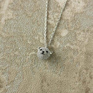 Kate Spade Silver Clear Arctic Friends Polar Bear Pave Pendant Necklace